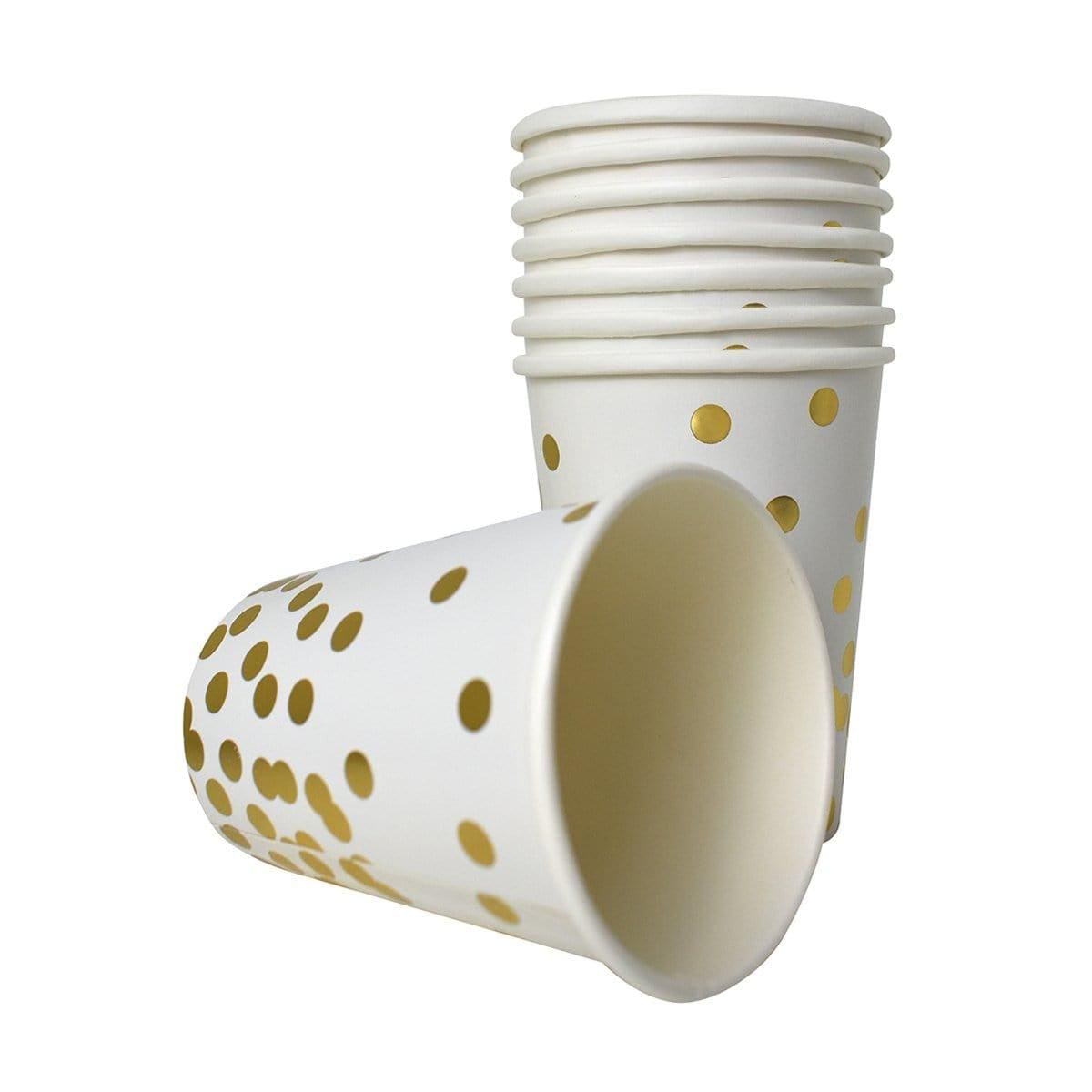 Paper Cups 9 Oz. - Gold Confetti - 8/Pk | Party Expert