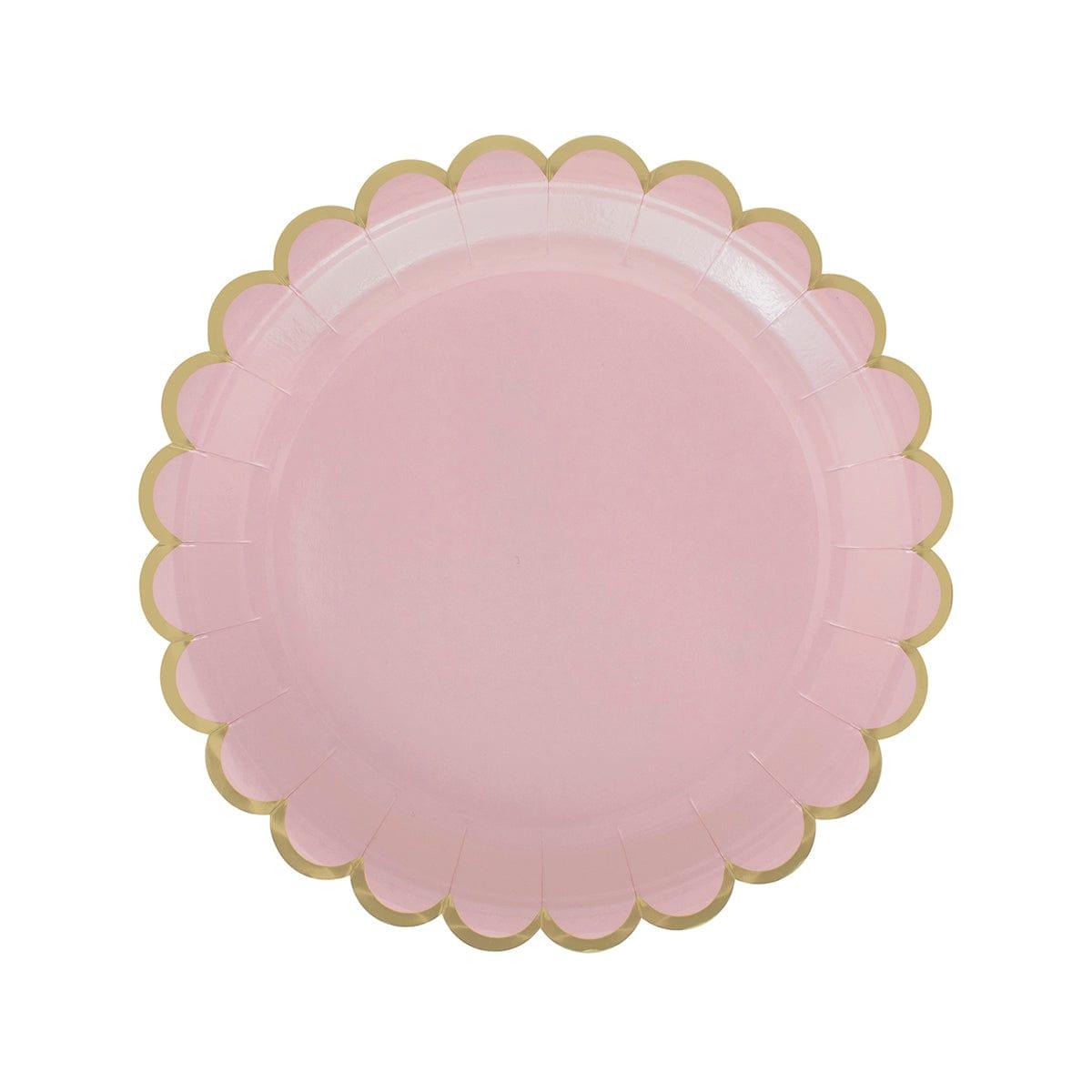 YIWU SANDY PAPER PRODUCTS CO., LTD Everyday Entertaining Pink Flowers Gold Edge Plates, 7 inches, 8 Count