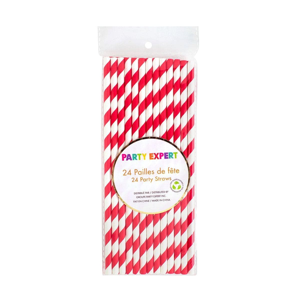 YIWU SANDY PAPER PRODUCTS CO., LTD Everyday Entertaining Red And White Paper Straws, 24 Count