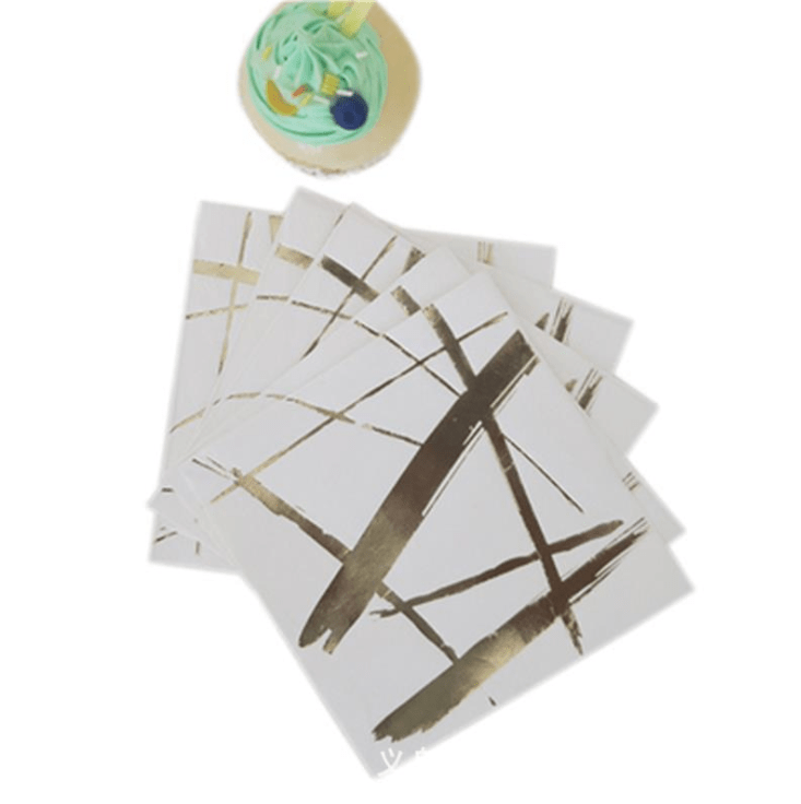 YIWU SANDY PAPER PRODUCTS CO., LTD Everyday Entertaining White & Gold Stripe Beverage Napkins, 16 Count 810077651100