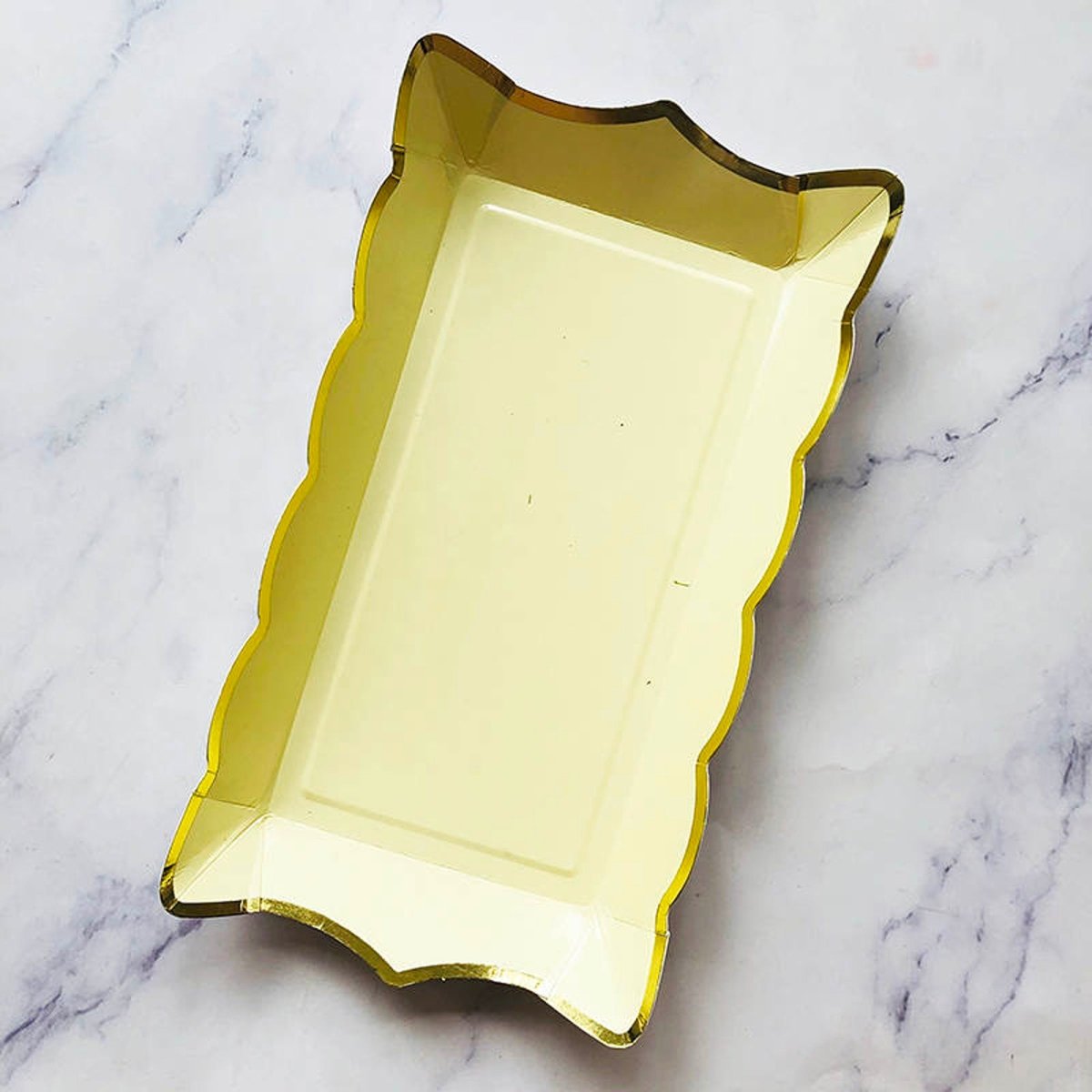 YIWU SANDY PAPER PRODUCTS CO., LTD Everyday Entertaining Yellow Rectangular Trays, 9 Inches, 4 Count 810064196973